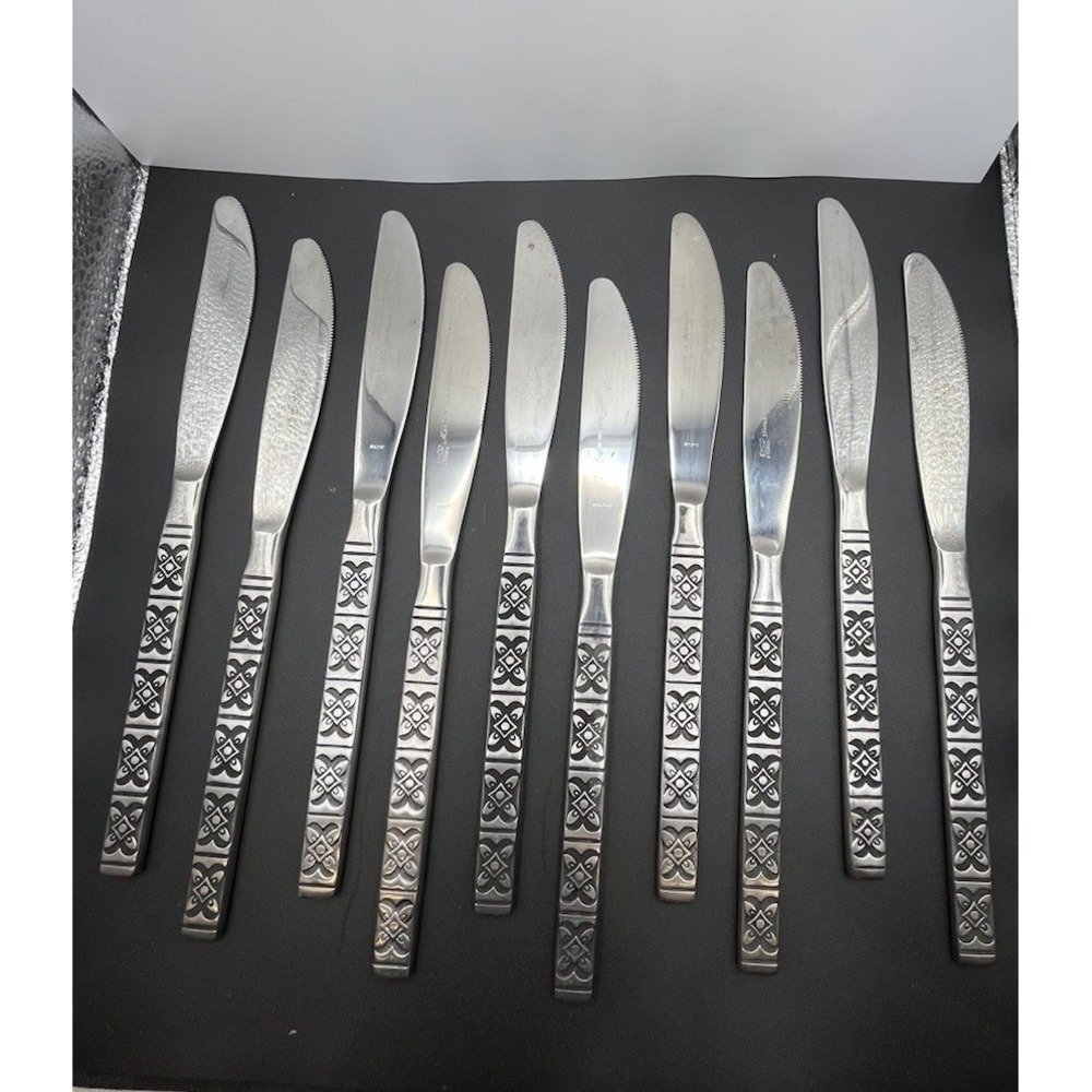 Set Of 10 Ekco Eterna‎ Montalo MCM Stainless Steel Flatware Dinner Knives Japan
